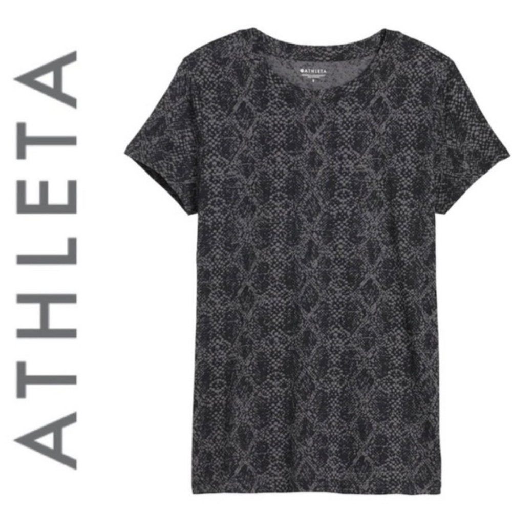Athleta Grey Organic Snake Print Tee Top XS